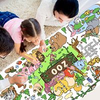 Tapis de coloriage éducatif pour enfants, motif animaux du zoo, à colorier soi-même, pour activités artistiques et créatives