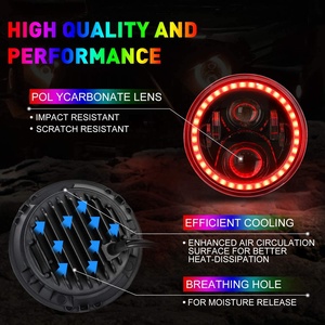 Faros Delanteros LED RGB de 7 Pulgadas JK con Anillos Halo de Persecución Multicolor Controlados por la Aplicación ADT + Faros Antiniebla RGB de 4 Pulgadas - Product Image 6