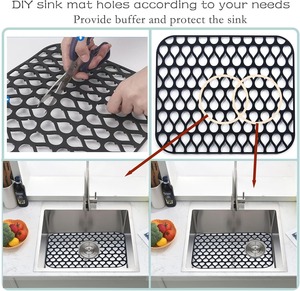 Alas Pelindung Wastafel Silikon Food Grade 34x30cm, Rak Tirisan Lipat Tahan Panas, <span class=keywords><strong>Anti</strong></span> Selip Bebas BPA - Product Image 4