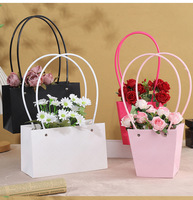 Boîte à fleurs portable en papier kraft de luxe pour fleuriste et sac d'emballage pour bouquet