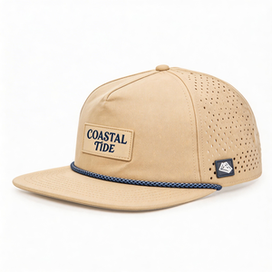 Casquette de golf vintage premium 5 panneaux Vecacap découpée au laser, perforée, respirante, imperméable, avec visière en corde, unisexe - Product Image 1