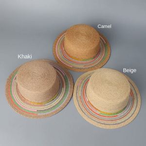 <b>Summer</b> New Bohemian Flat Top <b>Hat</b> with Sunstrip Colorful Fashionable Beach Sun <b>Straw</b> <b>Hat</b> - Product Image 3
