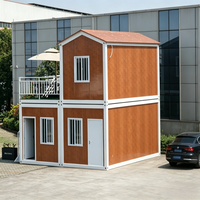 Maison conteneur modulaire préfabriquée en acier à deux étages détachable avec balcon, taille et aménagement personnalisables pour bureau, dortoir, hôtel