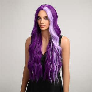 Factory Shipment Purple Highlight <strong>Wig</strong> Long Wavy Synthetic <strong>Wigs</strong> No Bangs Cosplay Party <strong>Lolita</strong> Use Heat Resistant Fiber for Women - Product Image 3