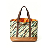 Sac à bandoulière à imprimé ondulé, poche zippée, sac de courses réutilisable, sac pour les trajets quotidiens, sac de voyage et de travail en polyester pour femmes