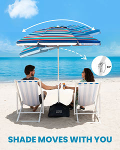 Parasol de plage coupe-vent OutdoorMaster 6,5 pieds UPF50+ avec ancre pour <span class=keywords><strong>sac</strong></span> de <span class=keywords><strong>sable</strong></span>, porte-gobelet, inclinaison réglable, pare-soleil portable - Product Image 6