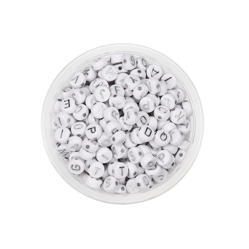 Round white and silver English beads
