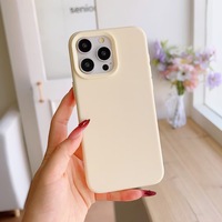 Coque de téléphone en silicone liquide épais de couleur unie, simple, couleur gelée de riz, compatible avec Apple 17, protection intégrale contre les chocs