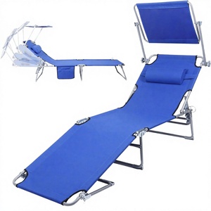 Lit de repos pliant moderne en fer pour extérieur, imperméable, avec auvent, idéal pour le bord de piscine - Product Image 3