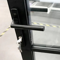 Style français exportation principalement vers les portes en aluminium à rupture thermique de couleur noire américaine porte d'entrée à charnière en verre patio extérieur