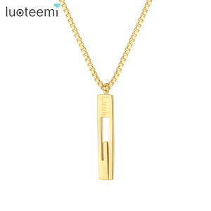 <span class=keywords><strong>Collier</strong></span> coréen à pendentif carré en acier inoxydable <span class=keywords><strong>pour</strong></span> femme, bijoux de mode, SP-LAM - Product Image 1