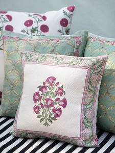 Housse de coussin carrée en coton imprimé à la main indienne, motif floral, fermeture éclair, lavable, personnalisable, vente en gros, 600TC - Product Image 1