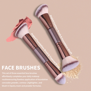 Juego de 5 Brochas de Maquillaje de Doble Punta con Mango Metálico, Pelo Sintético Premium para Difuminar, Base, Contorno, Corrector y Polvo - Product Image 4