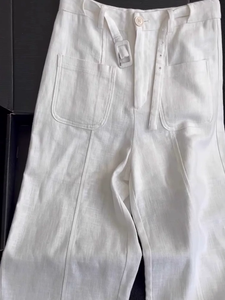 Completo da donna estivo in lino bianco Casual gilet <span class=keywords><strong>pantaloni</strong></span> larghi Casual a due pezzi vestito 100% da salotto in puro lino - Product Image 3