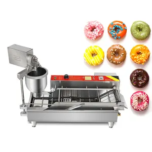 Máquina de rosquillas totalmente automática de acero inoxidable 304 para uso comercial, moldes de 3 tamaños, 2 filas, fabricante de rosquillas automático, NP-1