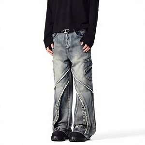 Jeans da Uomo alla Moda Personalizzati Stile Hip Hop Gamba Dritta Autunnali Effetto Lavato - Product Image 4