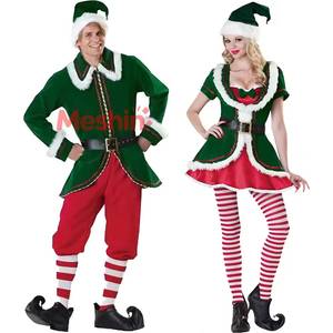 Costume de Noël de luxe pour adultes, film télévisé, Père Noël, elfe vert, jeu de rôle sexy pour couple, carnaval, fête du Nouvel An - Product Image 1