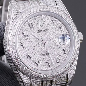 Montre mécanique de luxe pour homme avec bracelet en acier inoxydable et moissanite VVS de qualité supérieure, étanche, avec aiguilles incrustées de diamants, idéale pour les affaires et la mode. - Product Image 6