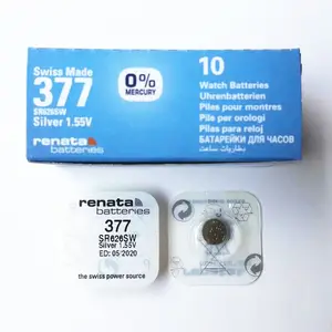 แบตเตอรี่กระดุมลิเธียมซิลเวอร์ออกไซด์ <span class=keywords><strong>Renata</strong></span> Barnd1.55V SR626SW 377 สำหรับนาฬิกา เครื่องใช้ไฟฟ้าในบ้าน ของเล่น และอุปกรณ์อิเล็กทรอนิกส์สำหรับผู้บริโภค - Product Image 1