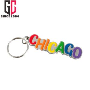 13 años de fábrica personalizada la bandera de Chicago con corazones lo dice todo llavero de esmalte de Metal - Product Image 5
