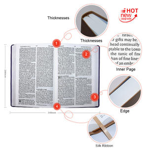 Ventas del fabricante Servicio de impresión de libros Logotipo personalizado Encuadernación elástica Cubierta de cuero real suave Impresión de papel bíblico - Product Image 2