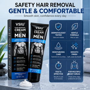 Crème dépilatoire douce et indolore VSIU pour hommes 120g, longue durée, pour toutes les zones du corps masculin : poitrine, bras, jambes - Product Image 3