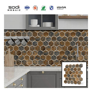 DIY extraíble blanco <span class=keywords><strong>3D</strong></span> piedra Natural aspecto hexagonal Peel and Stick dormitorio pared azulejos mosaico adhesivo - Product Image 3
