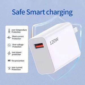 เครื่องชาร์จ120W หัวปลั๊ก USB แบบพกพาที่ชาร์จไฟชนิด C 6A สายชาร์จโทรศัพท์แบบเร็ว - Product Image 3