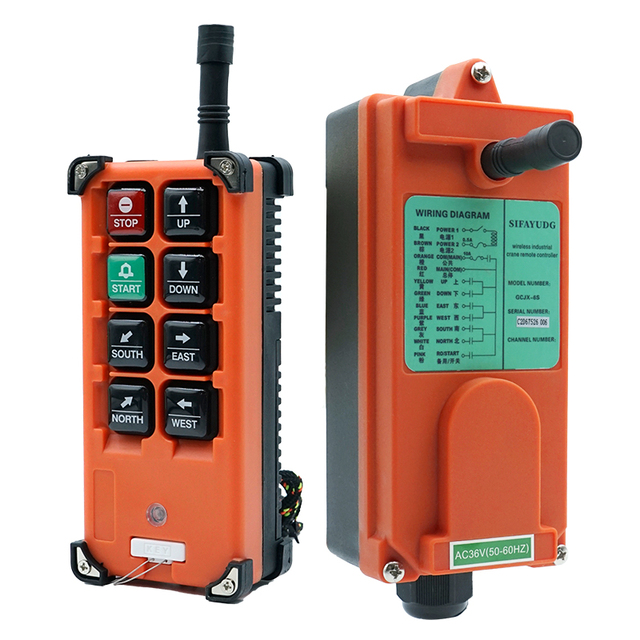 Hot Sales Crane 433MHz Universal Industrial Wireless Remote Control System for Winches 6 Buttons on off Switch