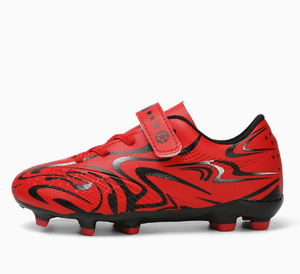 Custom Kids Football Cleats Velcro Soccer Shoes Breathable Anti Slip Training <b>Boots</b> White Black Gold Pattern - Product Image 2