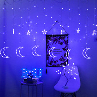 Guirlande lumineuse Led colorée, Ramandan, lune, étoiles, étoilée, décoration de rideau de chambre à coucher, 2023