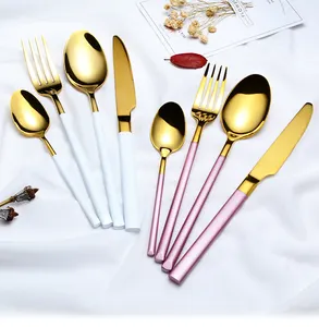 Posate di alta qualità in oro rosa nero posate in acciaio inossidabile posate cucchiaio d'oro set per matrimonio