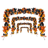 Lot de 2 guirlandes créatives d'Halloween en forme de citrouille et de feuilles d'érable, décoration de Thanksgiving pour la maison, les mariages, les cheminées et Noël
