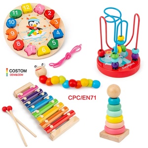 Juegos de Mesa de Madera con Animales de Dibujos Animados para Niños, Rompecabezas de Matemáticas, Reloj, Juguetes Musicales Montessori, Conjuntos Educativos para Niños y Niñas - Product Image 1