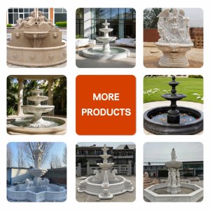 Fontana a due livelli in marmo bianco scolpita a mano, fontana da giardino in pietra per <span class=keywords><strong>la</strong></span> decorazione di cortili di ville - Product Image 3