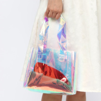 Sacs à main cosmétiques en plastique irisé pvc laser imperméables personnalisés pour femmes sac fourre-tout holographique à bandoulière en pvc de mode transparente