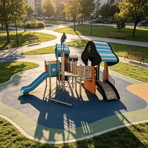 Aire <span class=keywords><strong>de</strong></span> <span class=keywords><strong>jeux</strong></span> champignon d'extérieur non motorisée certifiée CE <span class=keywords><strong>avec</strong></span> plaques en PE, bois anti-corrosion et acier galvanisé pour parcs et centres commerciaux - Product Image 2