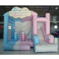 Castillo Inflable Personalizado con Temática Rosa y Azul para Niño o Niña, Casa de Brinco Inflable Comercial para Revelación de Género, Uso en Exteriores y Negocios
