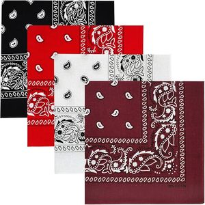 Lot de 4 bandanas 100 % coton, 22x22 pouces - Style hip-hop, foulards carrés multi-usages pour hommes et femmes, usage extérieur - Product Image 1