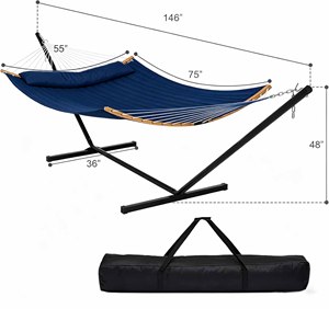 Hamaca Plegable Portátil con Soporte, Hamaca Resistente para Jardín, Camping, Playa, con Marco Desmontable, Silla de Relajación para Patio Trasero - Product Image 2