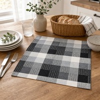 Set de table en coton et lin tissé à carreaux 40x40cm, coloré, protection de table, idéal pour hôtels, mariages, fêtes, Noël, vente en gros