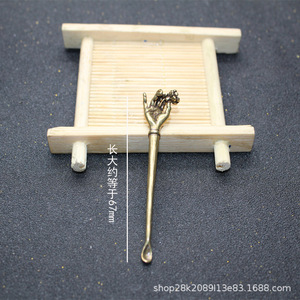 Brass <b>Ear</b> <b>Pick</b> Keychain Pendant Lotus Ruyi Design Chinese Style Gift For <b>Ear</b> Cleaning - Product Image 5