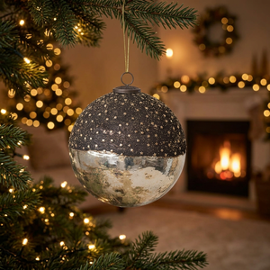 Boule de Noël en verre de luxe de haute qualité, 8 cm, ronde, à suspendre, décoration d'arbre de Noël, décorations de Noël argentées étoilées, rose personnalisé - Product Image 2