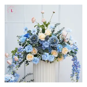 Blue Series Wedding Backdrop Frame Decor Hanging Floral Arrangement Banquet Table Centerpiece Ball Stage Aisle Floor Flower