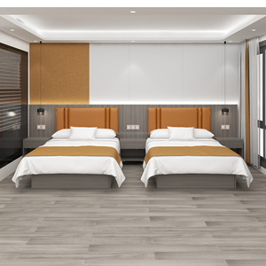 Modern 3 Star Hotel Bedroom Furniture Set Custom Single <b>Twin</b> King Size Wooden <b>Bed</b> <b>Frame</b> with Upholstered Headboard Nightstands - Product Image 2