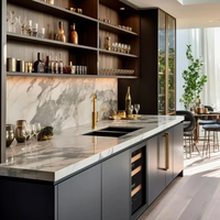 Ensembles d'armoires de cuisine de luxe modernes prêts à monter de style shaker de cuisine en acier inoxydable