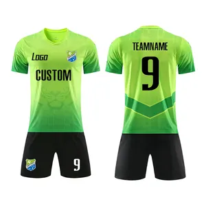 Uniformes de fútbol para jóvenes, Conjunto de Jersey de fútbol verde personalizado, venta al por mayor de fábrica