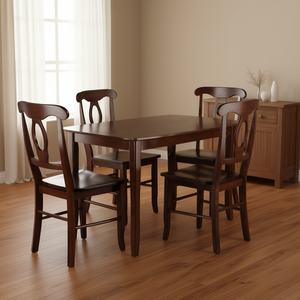 Juego de Comedor Inglewood de 5 Piezas en Madera de Nogal, Sillas con Respaldo en Forma de Llave, Mesa de Diseño Tradicional, Muebles para el Hogar - Product Image 2