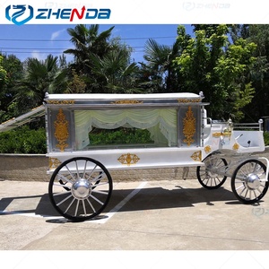 Charrette funéraire blanche auto-conçue / Chariot de cercueil moderne / Carrosse funéraire tiré par des chevaux - Product Image 4