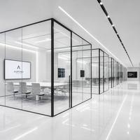 Cloison de séparation moderne insonorisée en verre trempé avec cadre en aluminium pour bureau, école, gymnase - Taille et couleur personnalisables